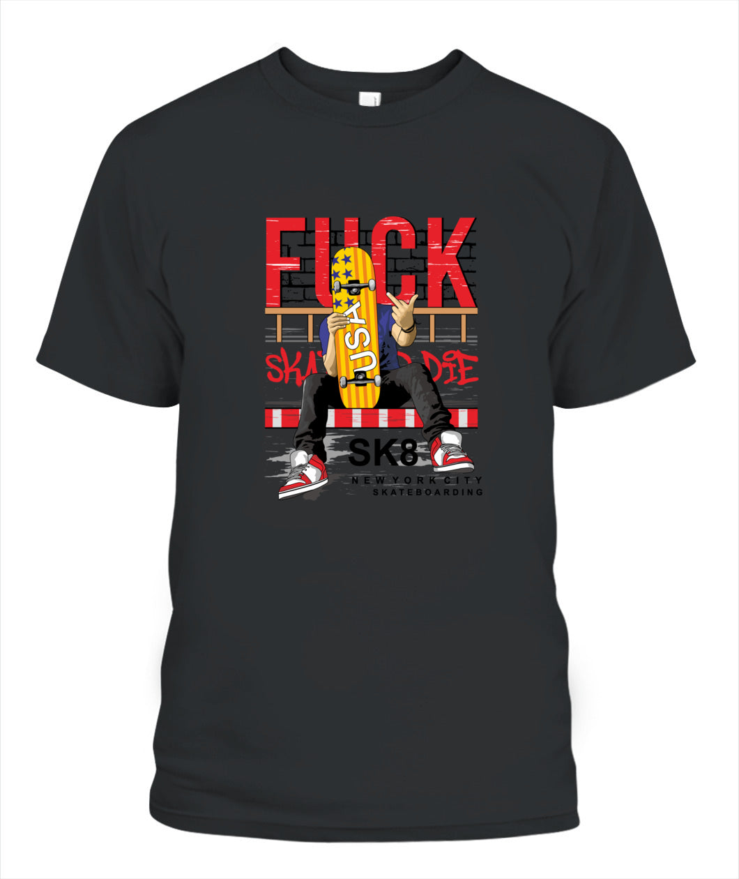 F*CK Skate Or Die Unisex T-Shirt – Bold Streetwear Skate Graphic Tee, Comfort Colors 1717, Urban Style