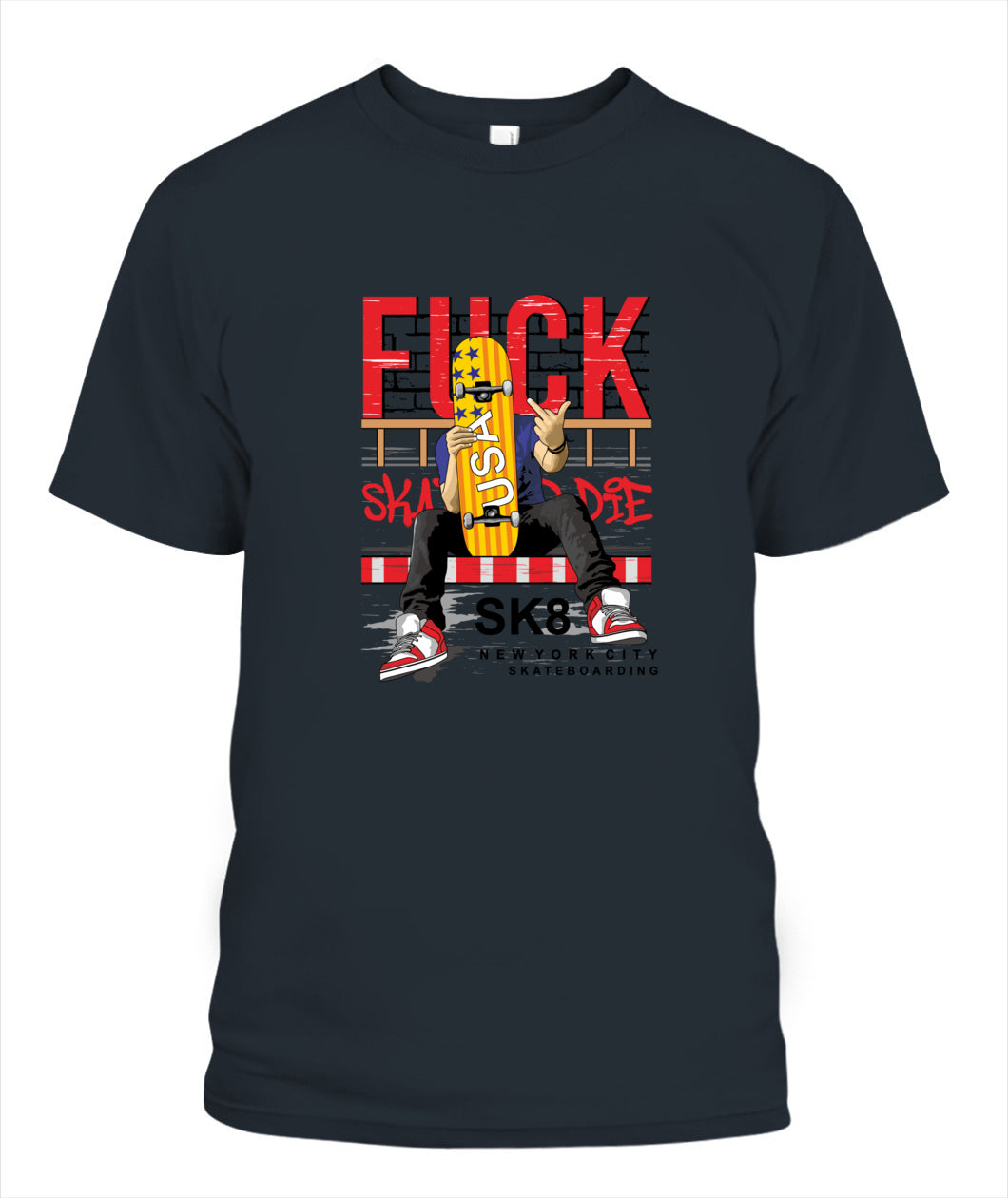 F*CK Skate Or Die Unisex T-Shirt – Bold Streetwear Skate Graphic Tee, Comfort Colors 1717, Urban Style