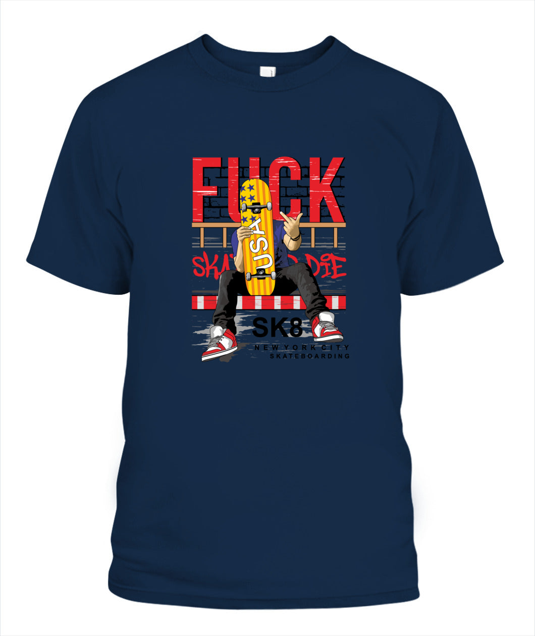 F*CK Skate Or Die Unisex T-Shirt – Bold Streetwear Skate Graphic Tee, Comfort Colors 1717, Urban Style