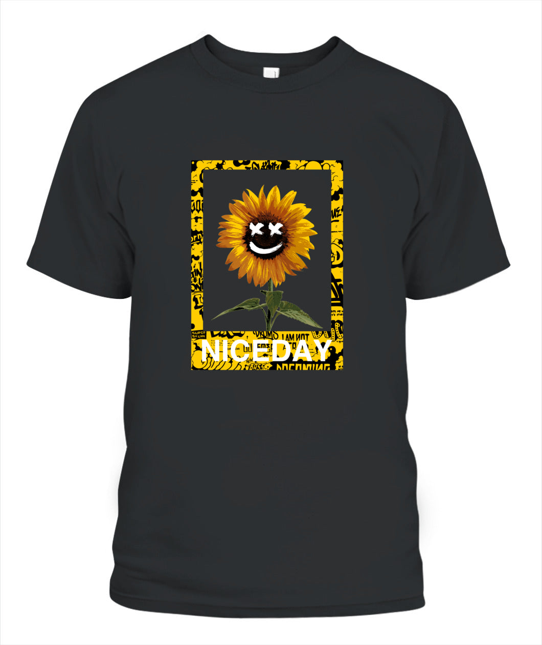 Nice Day Sunflower Smile Unisex T-Shirt – Bold Street Art Graphic Tee, Comfort Colors 1717, Urban Style