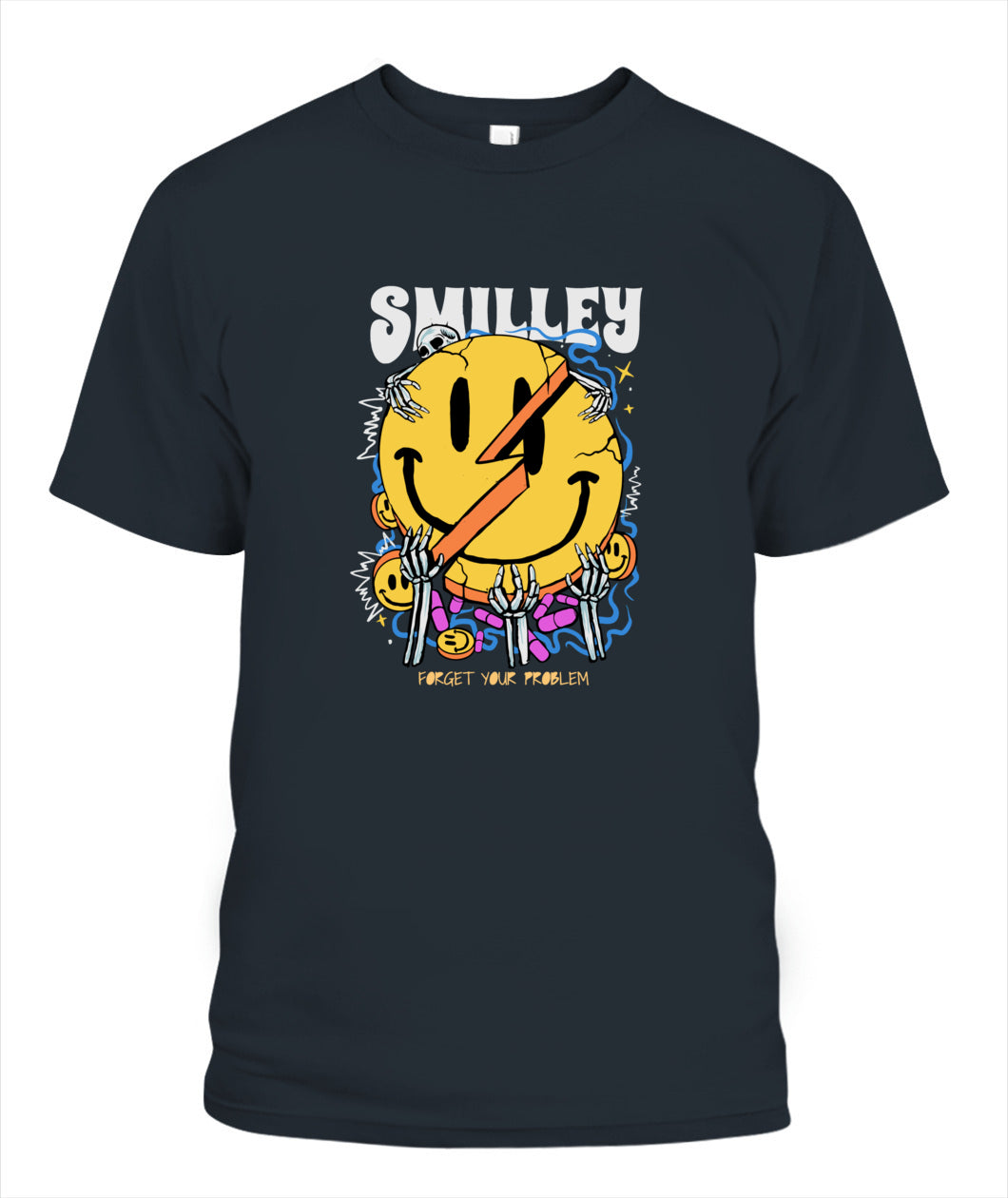 Smiley Forget Your Problem Unisex T-Shirt – Edgy Streetwear Graphic Tee, Comfort Colors 1717, Urban Style