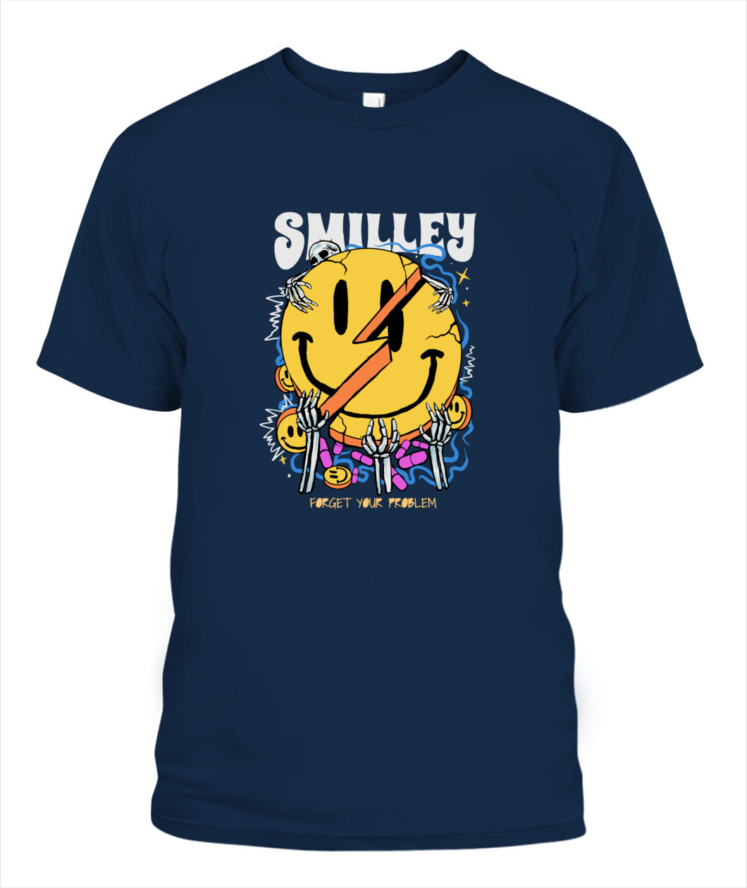 Smiley Forget Your Problem Unisex T-Shirt – Edgy Streetwear Graphic Tee, Comfort Colors 1717, Urban Style