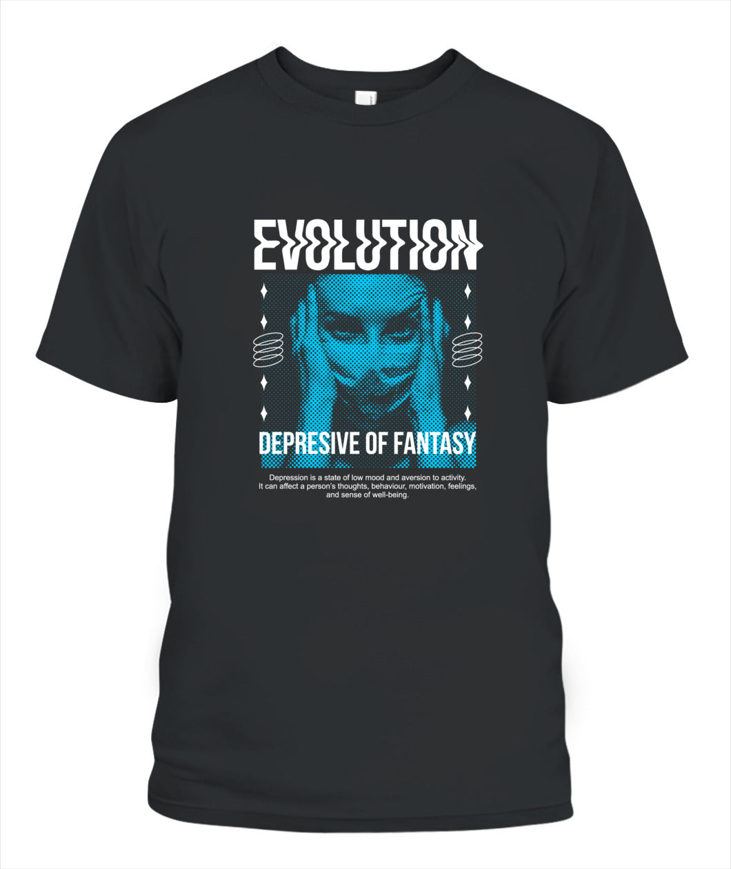 Evolution Depressive Fantasy Unisex T-Shirt – Cyberpunk Streetwear Graphic Tee, Comfort Colors 1717, Urban Style