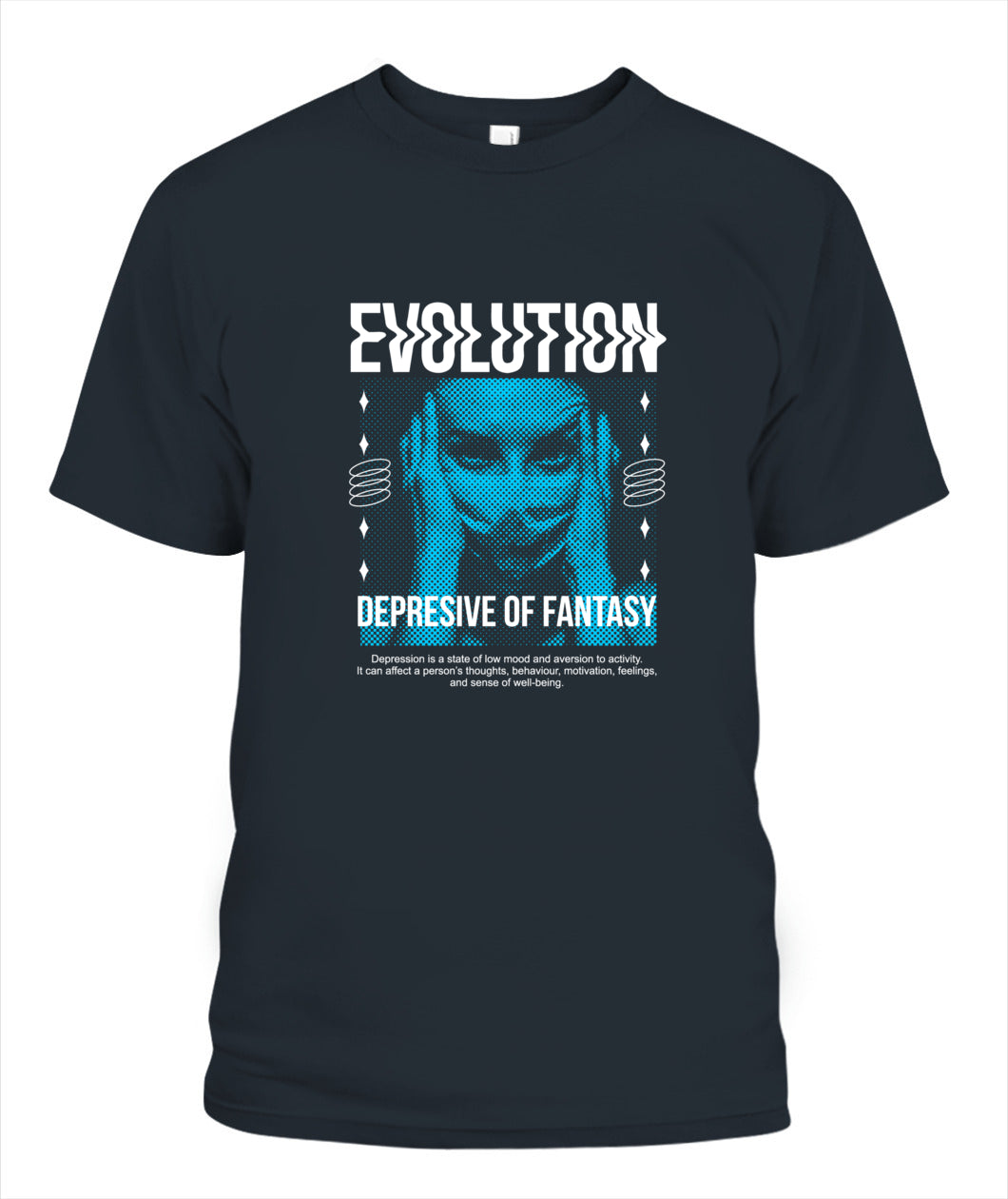 Evolution Depressive Fantasy Unisex T-Shirt – Cyberpunk Streetwear Graphic Tee, Comfort Colors 1717, Urban Style