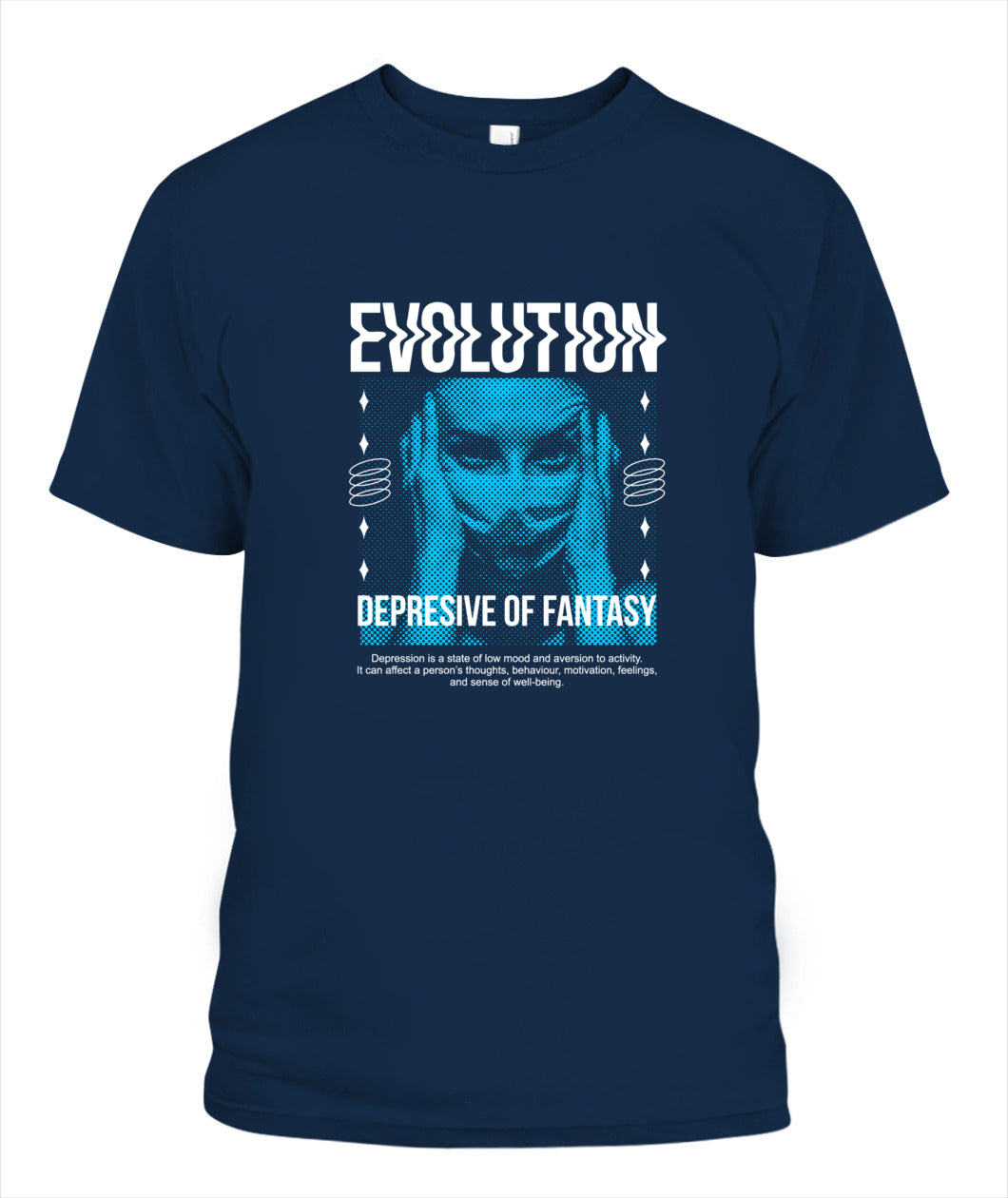 Evolution Depressive Fantasy Unisex T-Shirt – Cyberpunk Streetwear Graphic Tee, Comfort Colors 1717, Urban Style